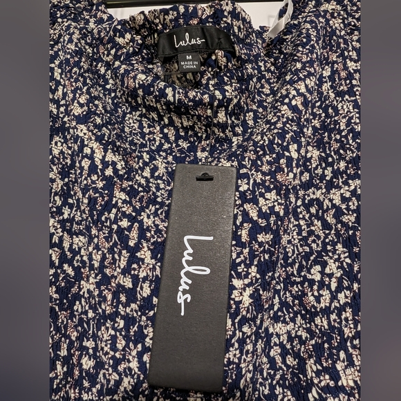 Lulu's Blue Floral Off-shoulder jumpsuit - Picture 4 of 4